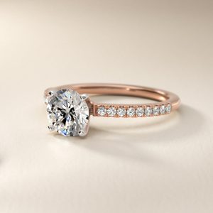 Riviera Pavé Diamond Engagement Ring in 14k Rose Gold (1/6 ct. tw.)
