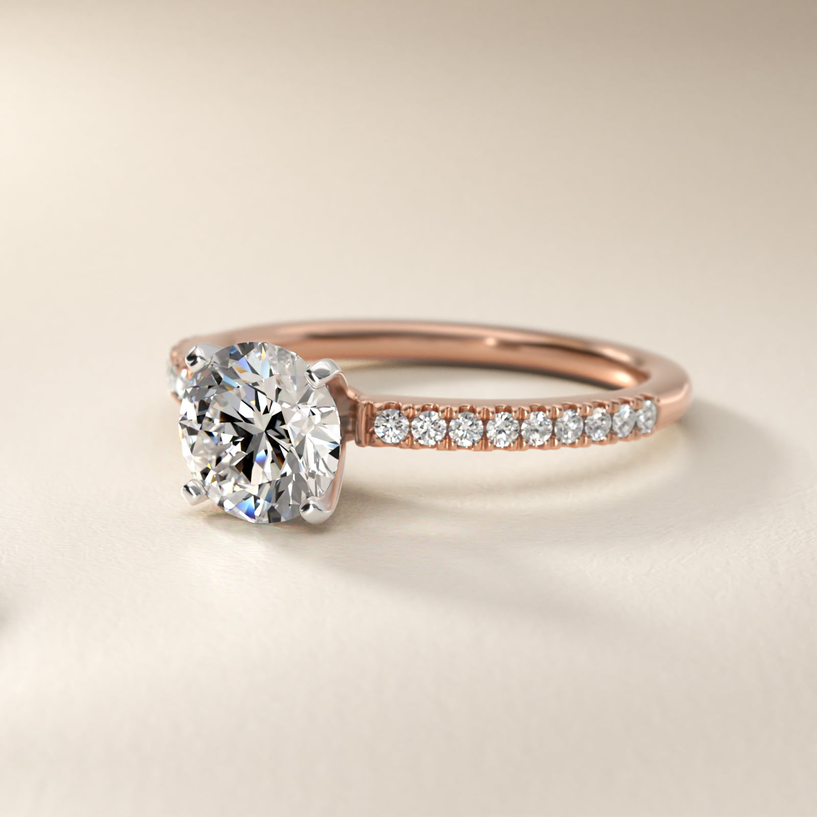 Riviera Pavé Diamond Engagement Ring in 14k Rose Gold (1/6 ct. tw.)