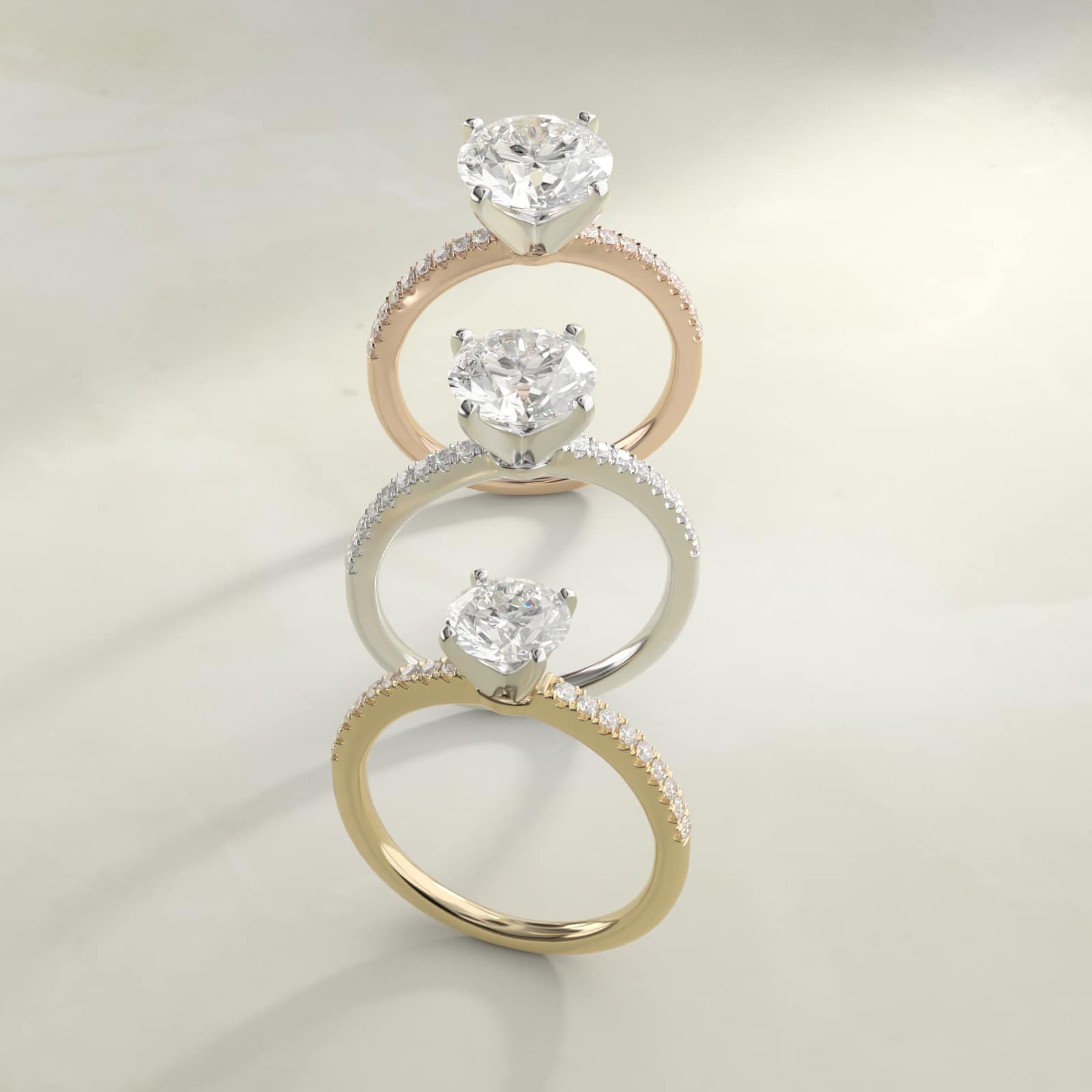 Riviera Pavé Diamond Engagement Ring in 14k Rose Gold (1/6 ct. tw.) - Image 3