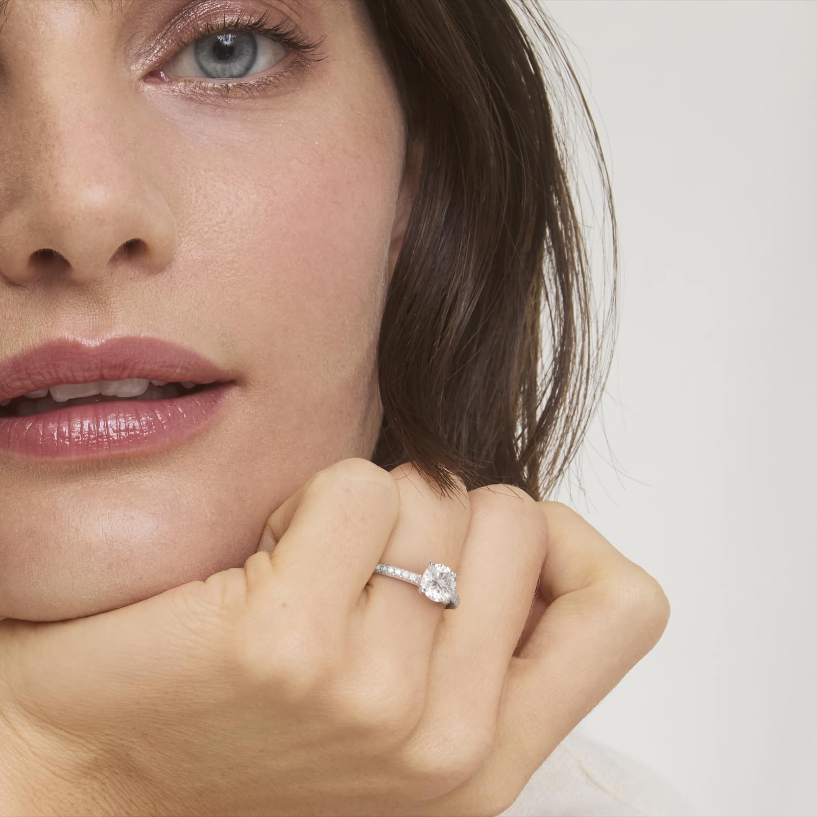 Riviera Pavé Diamond Engagement Ring in 14k White Gold (1/6 ct. tw.) - Image 3