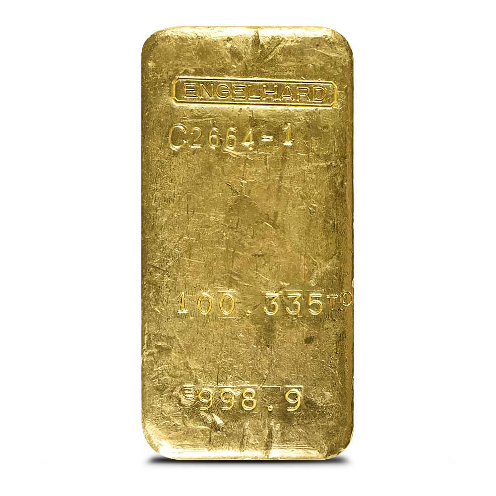 100.33 oz Engelhard Gold Bar (998.9 Fine)